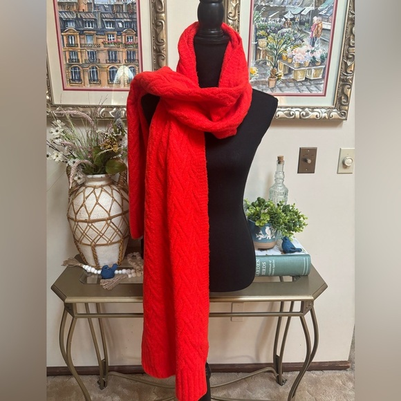 J.CREW BLACK LABEL ORANGE WOOL BLEND OVERSIZED SOFT UNISEX SCARF 13.5”X 85”L NWT - Picture 2 of 8